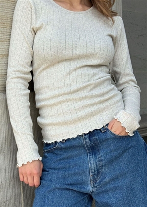 Fenna o-neck pointelle bluse Nature Melange Boii Studios 